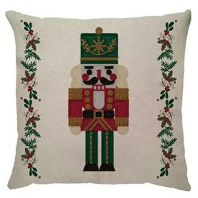 Capa de Almofada Natalina Decoração de Natal Festa Enfeite Papai Noel Renas Boneco de Neve Linho Estampado 43x43cm