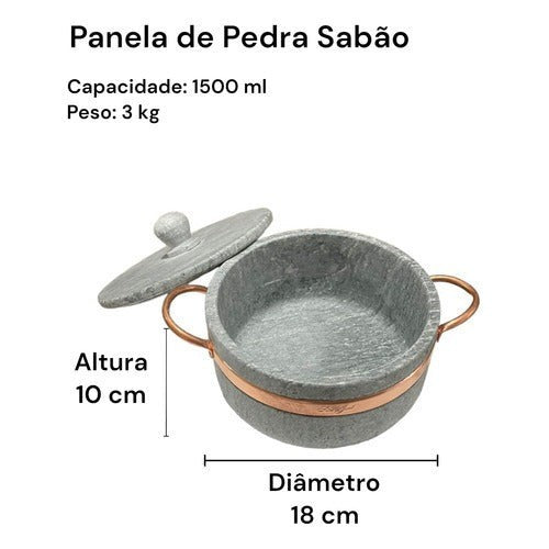 Jogo de Panelas de Pedra Sabão 6 peças com Panela de Pressão
