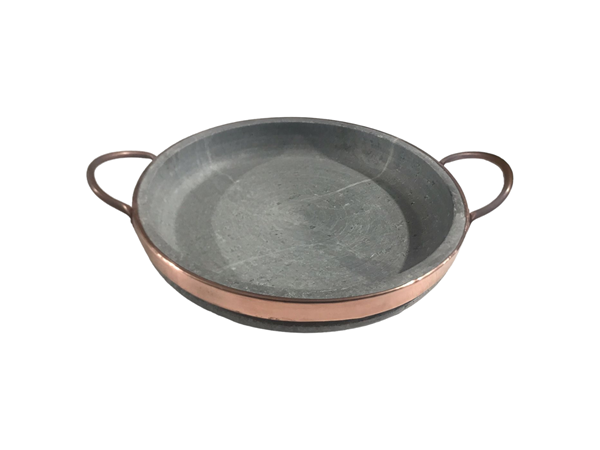 Frigideira De Pedra Sabão 20 Cm Com Tampa De Vidro